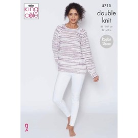 King Cole Ladies Double Knit Knitting Pattern Womens Raglan Sleeve Sweater & Tunic (5715), Multi, 32 - 42 inch