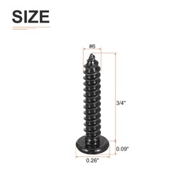 DTGN #6x3/4" Phillips Pan Head Self-tapping Screw - 100Pack - Black Oxide Carbon Steel Sheet Metal Screws Wood Screws