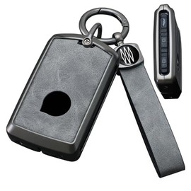 HIBEYO Key Fob Cover Compatible with Key Case&Smooth Leather Surface Key Cover Accessories with Keychain-Long Keychain