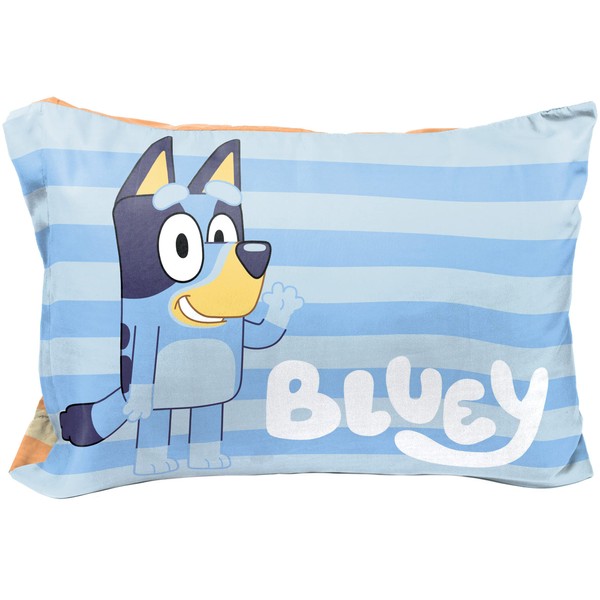 Jay Franco Bluey Hello 1 Single Reversible Pillowcase - Double-Sided Kids Super Soft Bedding (Official Bluey Product)