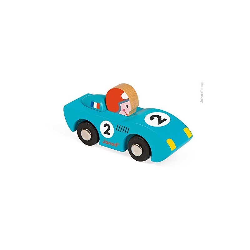 Janod J08545 Story Racing Wooden Car, Speed, Blau,rot