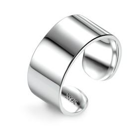 ALEXCRAFT Chunky Ring 925 Silver Women Men Open Adjustable Gifts for Women Girlfriend Mum Girls Valentine's Day, Metal