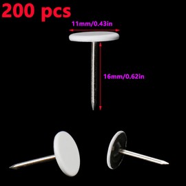 Antrader 200 Pieces Push Pins Round Head Thumbtack 0.43Inch Thumb Tacks for Office School Personal Use (White)