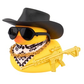 wonuu Car Rubber Cowboy Duck,Duck Ornament Cool Car Accessories Duck Car Dashboard Decoration Special Prop Necklace, M416
