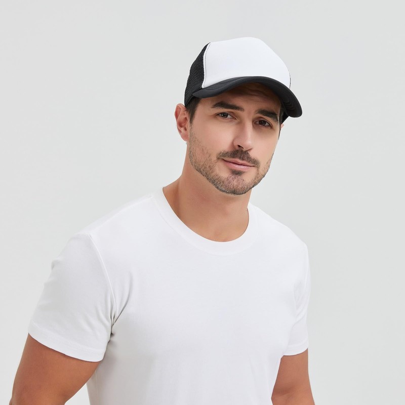 TopTie Blank 5 Panel Trucker Hat Foam Front Mesh Back