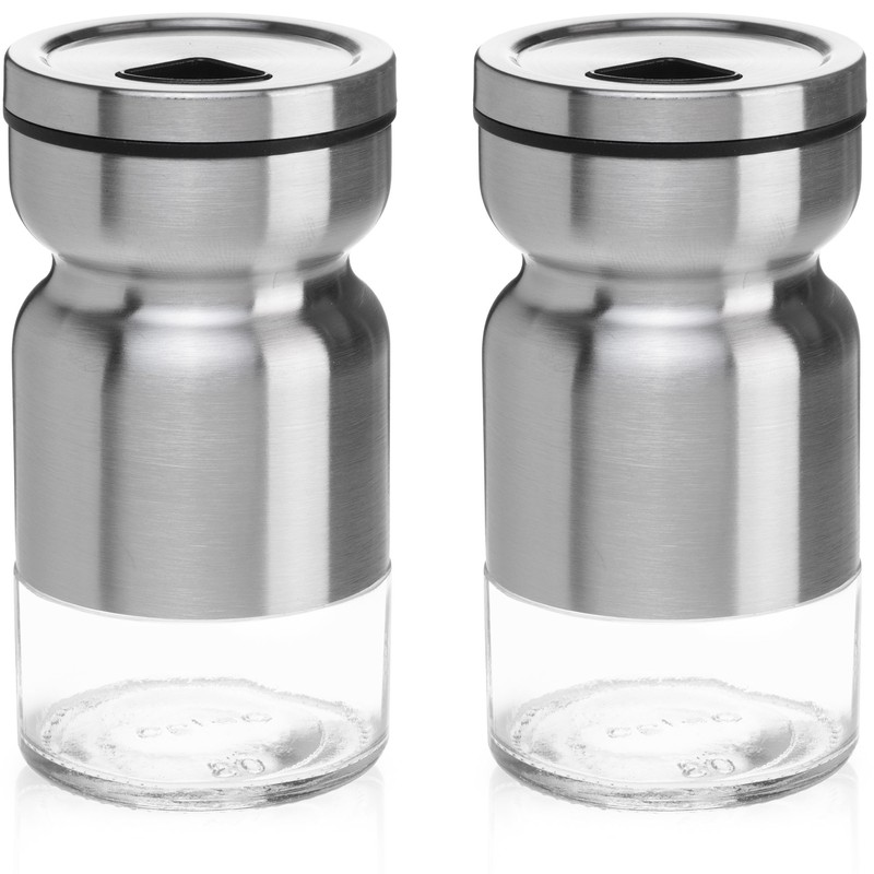 Salt and Pepper Shakers Set with Adjustable Pour Holes by