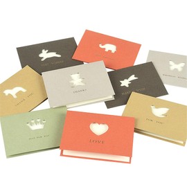 moin Moin 2401me323 Message Card + Inner Paper + Envelope, Set of 9 Types, Glitter, Foil Stamping, Silhouettes, Cutouts, Animals, Animal Motifs, Greetings, Thank You, Birthday, Birthday, Dull,