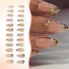 LunarCharm 24 Pieces Gold French Tip Press-on Nails, Nude Fake