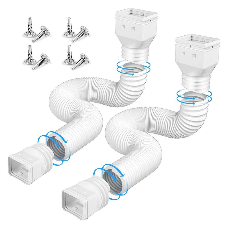 2 Set Gutter Downspout Extension Flexible 21in to 58in Drainage