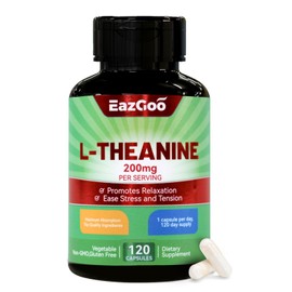 EAZGOO L-Theanine 200mg, Amino Acid Supplement to Support Relaxation, Stress, L Theanine Capsules - Non-GMO, Gluten Free, 120 Veg Capsules