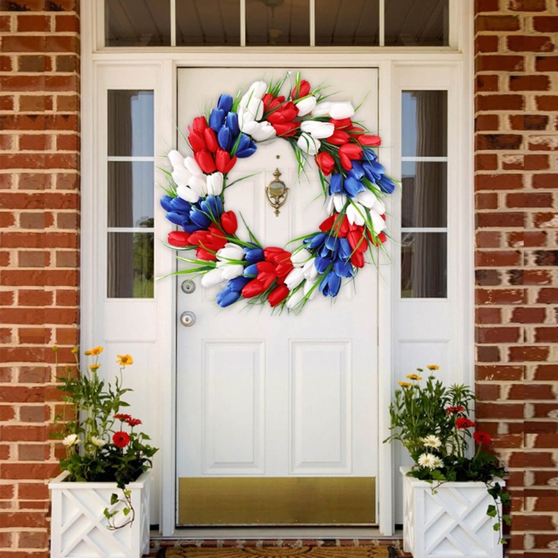 4th of July Independence Day Tulip Wreath Artificial Flower Wreath