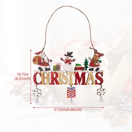 CHEERYMAGIC Wooden Christmas Decorations, Wooden Merry Christmas Hanging Sign Christmas Plaque Sign Door Hanging Sign with Bells Christmas Ornaments Indoor Outdoor Xmas Decor A6-ZMDLDGJ