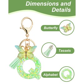 Chivixe Initial Letter Keychain for Women Tassel Butterfly Pendant Key Ring Cute Car Keychain for Wallet Backpack Bag Charm, G01-D
