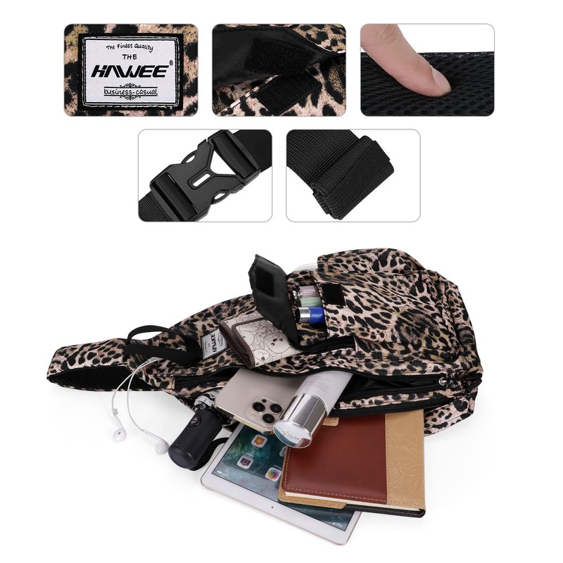 HAWEE Crossbody Travel Bags for Women Cheetah Sling Backpack Purse