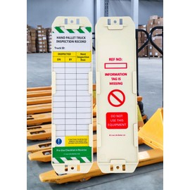 LIVELIFEBETTER® Hand Pallet Truck Inspection Record Tags - Holder and Inserts (10 Holders, 20 Inserts)