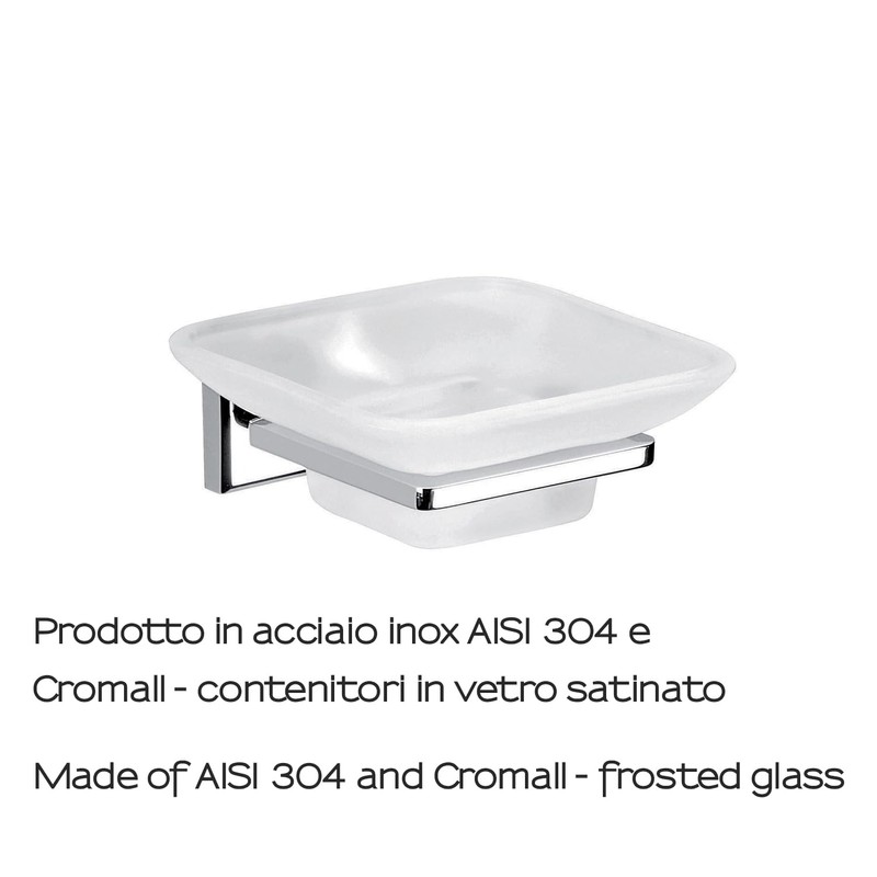 Gedy Colorado Soap Dish, Stainless Steel, Cromall and Frosted Glass,