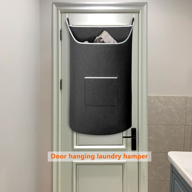 SAVERHO XL Hanging Laundry Hamper Bag, Black Door Hanging Hamper
