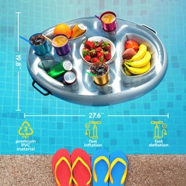 Drink Floaties, Floating Drink Holder for Pool 27.6"x19.7", Swimming Pool Accessories Pool Drink Floats