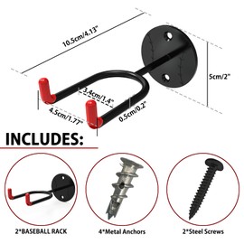 Famiron 4 Pcs Baseball Bat and Ball Holder Wall Mounted Organization and Storage Rack,Baseball Bat Holders,Display Stand for Baseball Bat,Bat Hooks for Baseball & Softball Bat