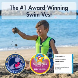 Limmys Premium Kids Swim Vest - Toddler Swim Jacket and Buoyancy Swimming Aid - Modern Design Swimming Vest for Boys, Girls and Babies - with Drawstring Bag
