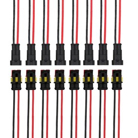 QitinDasen 8 Set 2 Pin Waterproof Car Electrical Connectors, Sealed Waterproof Electrical Connector Plug Socket Kit with 16 AWG Pre-Wired, for Car Truck Boat