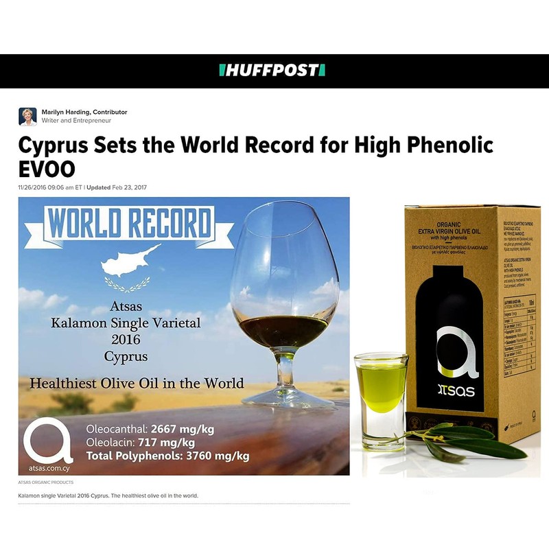 Atsas Extra Virgin Organic Olive Oil - Rich in Polyphenols