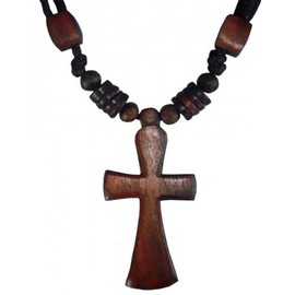 Modeschmuck Bali (Indonesien) - Necklace Cross, Wooden Jewellery Fashion Jewellery, Natural Jewellery for Women - Unisex - Without Metal - Naturistic - 7 cm - 1 Cross - Brown, Wood, No Gemstone