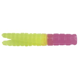 Leland's Lures, Crappie Magnet 50-Pack Split-Tail Grub Body Pack, Freshwater Fishing Equipment and Accessories, Pink/Chartreuse