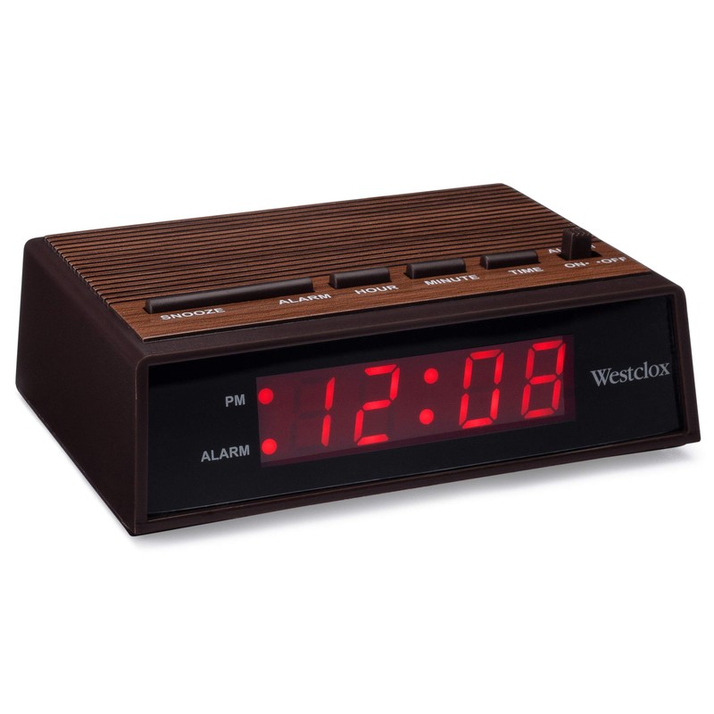 Westclox Retro Wood Style Small Night Table Alarm Clock with
