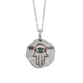 MYSTIC JEWELS - Hand of Fatima and Evil Eye with Stones 925 Sterling Silver Minimalist Pendant for Women Girls with Gift Box, Cubic Zirconia, Cubic Zirconia