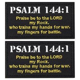 2 Pcs Tactical Psalm 144:1 BNW Patch Combat Badge,Military Tactical Backpack Patches,Morale Applique Embroidered Fastener Hook and Loop Emblem for Military Plate Carrier or Airsoft Vest