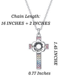VEEHOO Baptism Gifts for Girl,I Am a Child of God Cross Necklace First Communion Gifts for Girls,Religious Jewelry Christening Gifts for Girls
