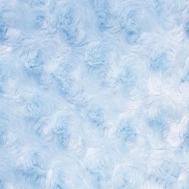 Ruth Light Blue Cuddle Minky Rosette Soft Faux Fur Fabric by The Yard - 10083