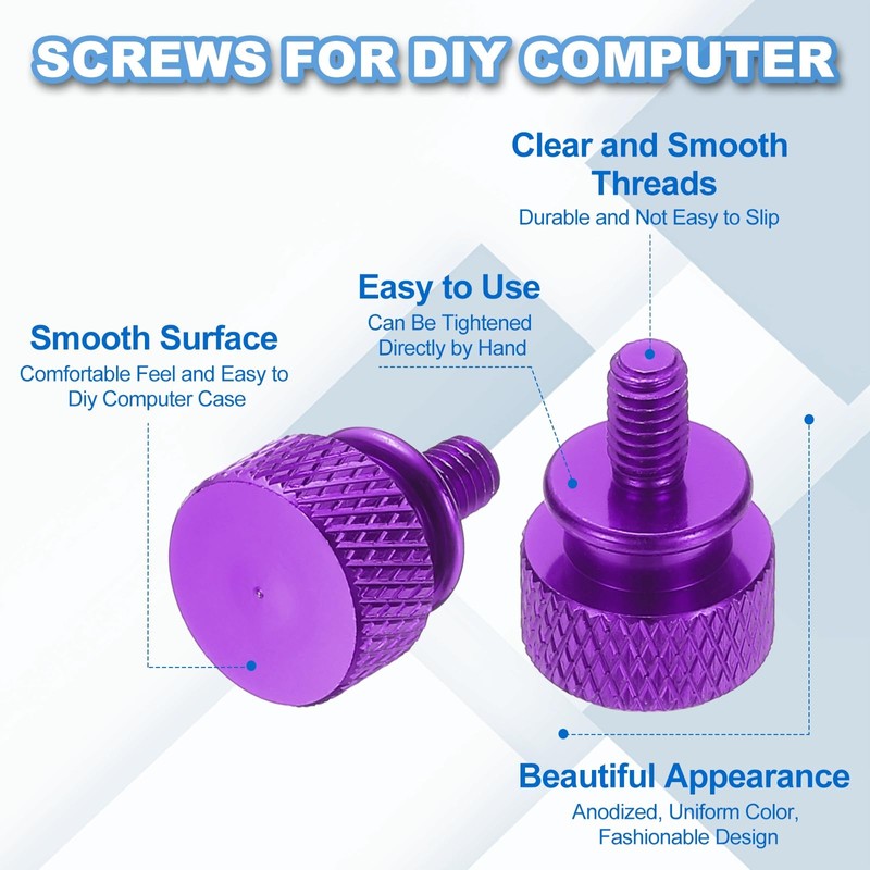 MECCANIXITY 6 Pcs M4x8mm Knurled Thumb Screw Computer Case Threaded