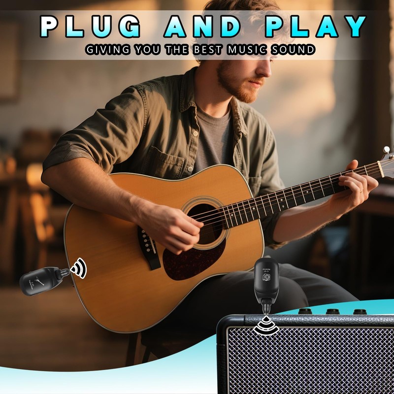 C01 UHF Wireless Guitar System (Transmitter & Receiver) - Rechargeable,