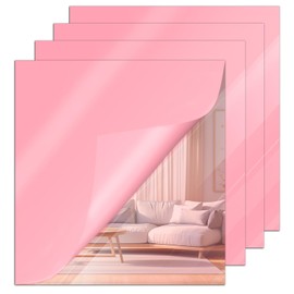 Frddiud 4 Pcs Rose Gold Mirror Acrylic Sheets, 11.8 x 11.8 x 1/8 Inch Safety Reflective Mirror Sheet Laser Board Panel for Home and Commercial Use, DIY Craft, Wall Decor (12 * 12, Rose Gold, 4)