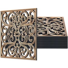 Pangda 8 Pcs 12 x 12 Inch Rubber Stepping Stone Outdoor for Garden Pathway Paver Outside Stepping Tile Heavy Duty Retro Decorative Pavers for Walkway Path Landscaping Yard Lawn(Gold,Scroll Square)