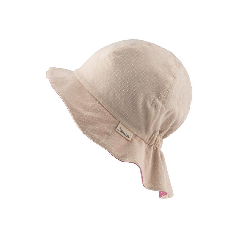 Sterntaler Girls' Children's Reversible Printed Sun Hat with Dots, beige,
