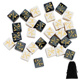 28 Pezzi contatori cubi The Gathering Accessories, contatori Dadi d6, Dadi fedeltà Token, Nero, Bianco, con Sacchetti, per Giochi da Tavolo, riunioni di Famiglia, Incontri tra Amici