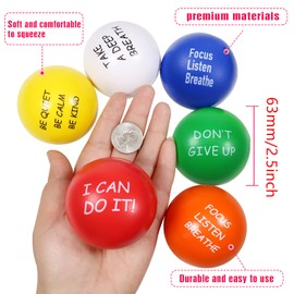 TOAOB Motivational Stress Balls for Kids and Adults 6 Pack StressRelief Balls Squeeze Balls 2.5 Inch Colorful Foam Balls for Hand Exercise Toys for Manage Anger Anxiety ADHD Autism