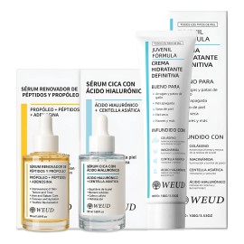 Kit Facial Crema Hidrata Sérum Cica Hial Péptidos Propóleo