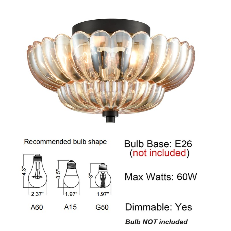 HYDELITE Modern Black Flush Mount Ceiling Light 3-Light Close to