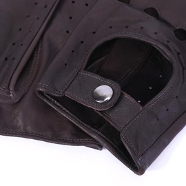 Meetoget Men's Leather Driving Gloves Unlined Goatskin Auto Driving Gloves with Touchscreen Gloves CAM01,Brown,Size XL