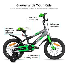 JOYSTAR New Berry 14 Inch Kids Bike for Boys and Girls Ages 3-5 Years Old, Kids Bicycles with Training Wheels & Basket, 14 in Toddler Bike in Green