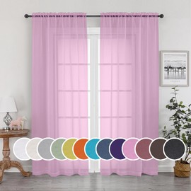 OWENIE Sheer Curtains Light Pink, Sheer Curtains 63 inches Length 2 Panels Set, Rod Pocket Voile Fimly Sheer Drapes for Living Room/Bedroom, 2pcs, Each 42" W x 84" L