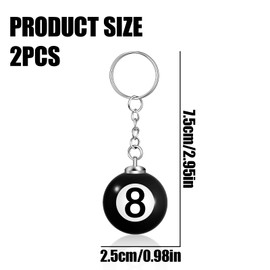 HAIKING Creative Keychains, 2 PCS 8 Ball Keychains for Billiard Player, Lover Gift (2.5 x 7.5cm/0.98 x 2.95in)