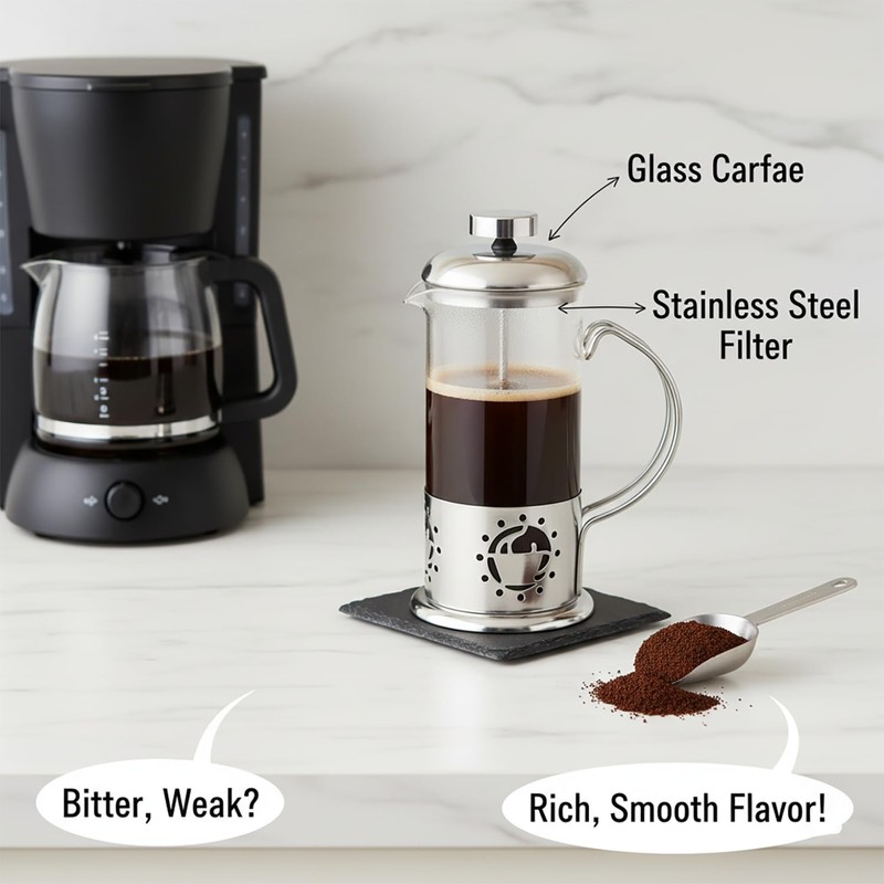 BNYD Single Serve French Press Coffee Maker – 12 oz
