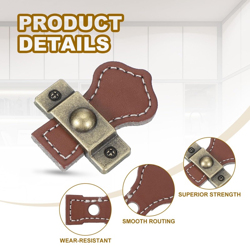 PATIKIL 2" Leather Drawer Pulls with Iron Sheet, 2 Pcs
