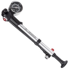 Shock Pump for Mountain, Road Bikes and Motorcycle - 300 Psi High Pressure for Front Fork and Rear Suspension Air Shocks Pump with Gauge -Portable Mini Pump with Air Bleed Button (Silver)