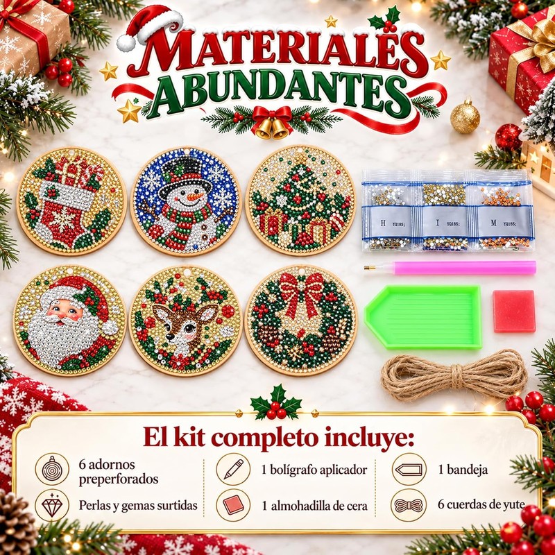 6PCS Kit de Pintura con Diamantes de Perlas para Navidad
